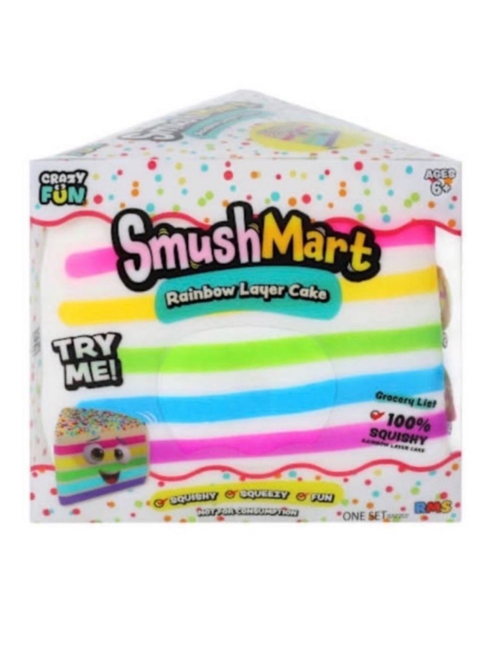 SmushMart Rainbow Layer Cake Squishy Sensory RMS Crazy Fun New In Box NEW